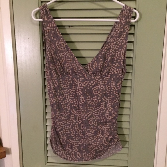 Club Monaco Tank Top Grey with Pink & White- Large